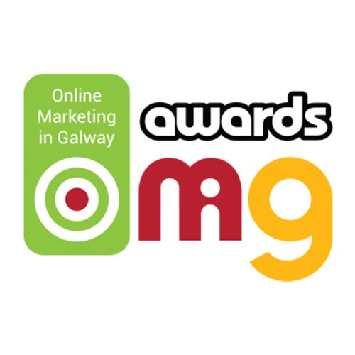 Online Marketing in Galway (OMG) Awards Logo – A bright and modern logo featuring "Online Marketing in Galway" inside a green rectangle, with "OMG Awards" in bold red, yellow, and black text, recognizing digital marketing excellence in Galway.